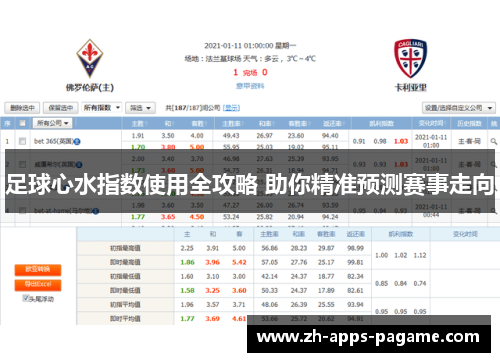 足球心水指数使用全攻略 助你精准预测赛事走向 足球心水指数使用全攻略 助你精准预测赛事走向